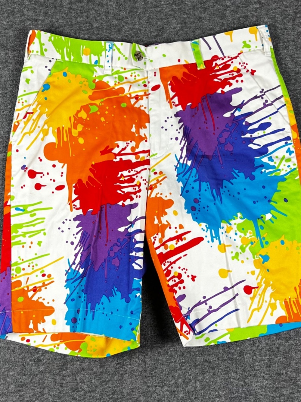 Loudmouth John Daly Bermuda Golf Shorts Men's 34 Drop Cloth Paint Splatter